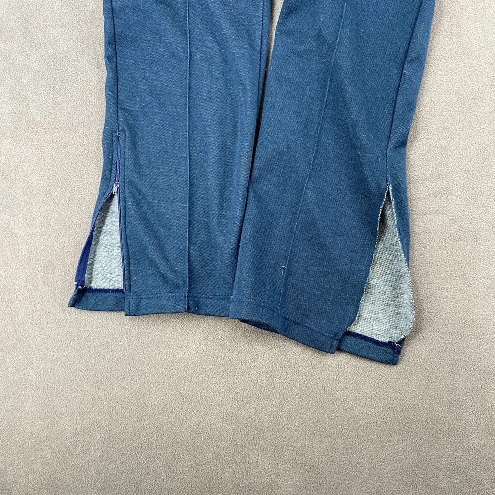 Vintage 70s Nike Sportswear Track Pants Sz M Blue Seamed Script Logo‎ Ankle Zip
